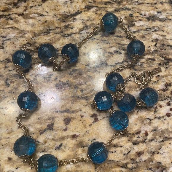 kate spade Blue and Gold Necklace and floral necklace - Picture 2 of 5